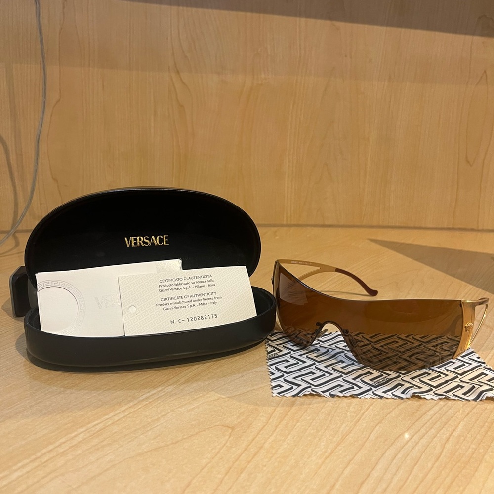 Versace Gold and Brown Sunglasses